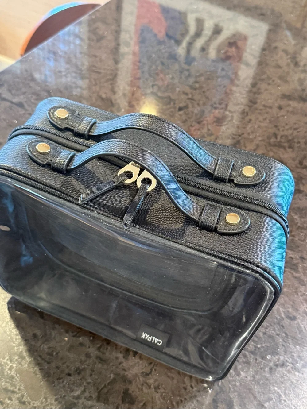 Calpak Large Clear Cosmetics Case Black